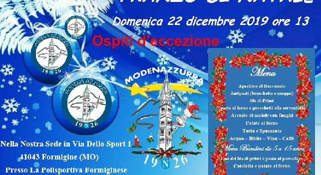 Antipasti Di Natale Napoli.Sassuolo Napoli Il Club Napoli Modena Azzurra Dara Un Pranzo Di Natale Presenti Anche Altri Club