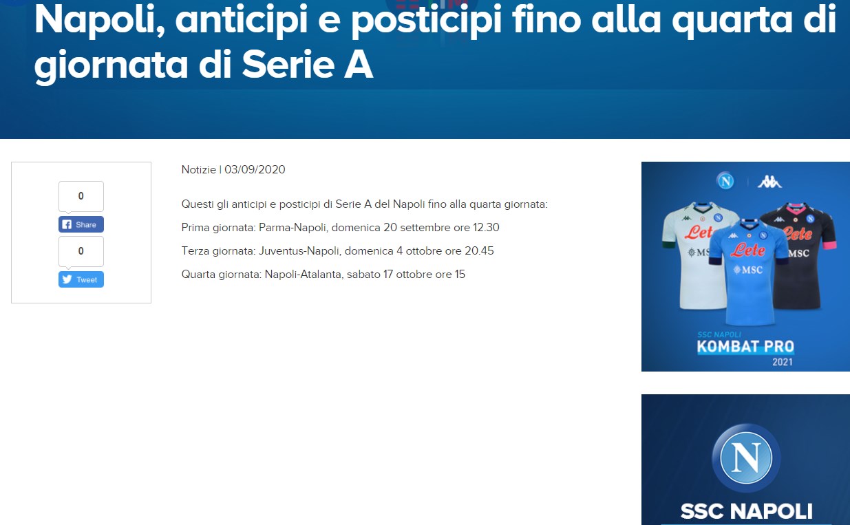 Anticipi Posticipi Napoli Programmazione Sky Dazn Esordio Col Parma Alle 12 30 Ecco La Data Big Match Con La Juve Calcionapoli24 It Mobile