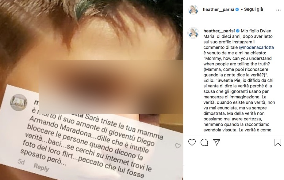 E Morto L Amante Di Tua Mamma Heather Parisi Reagisce Ad Un Commento Social Sulla Scomparsa Di Maradona Calcionapoli24 It Mobile