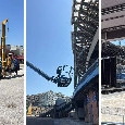 Restyling stadio Maradona, lavori in corso al terzo anello: gru e cestelli all'opera dentro e fuori l'impianto sportivo | FOTO