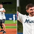 Billy Gilmour si destreggia col baseball: lancio d'onore a Miami prima di Merlins vs Texas Rangers | VIDEO