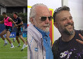 La sfida Lucca-Rrahmani e De Laurentiis fra i tifosi: le immagini dell'ultimo allenamento del Napoli | VIDEO