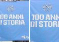 Ritiro Napoli a Dimaro: in piazza spunta un maxi striscione per festeggiare il centenario | FOTO