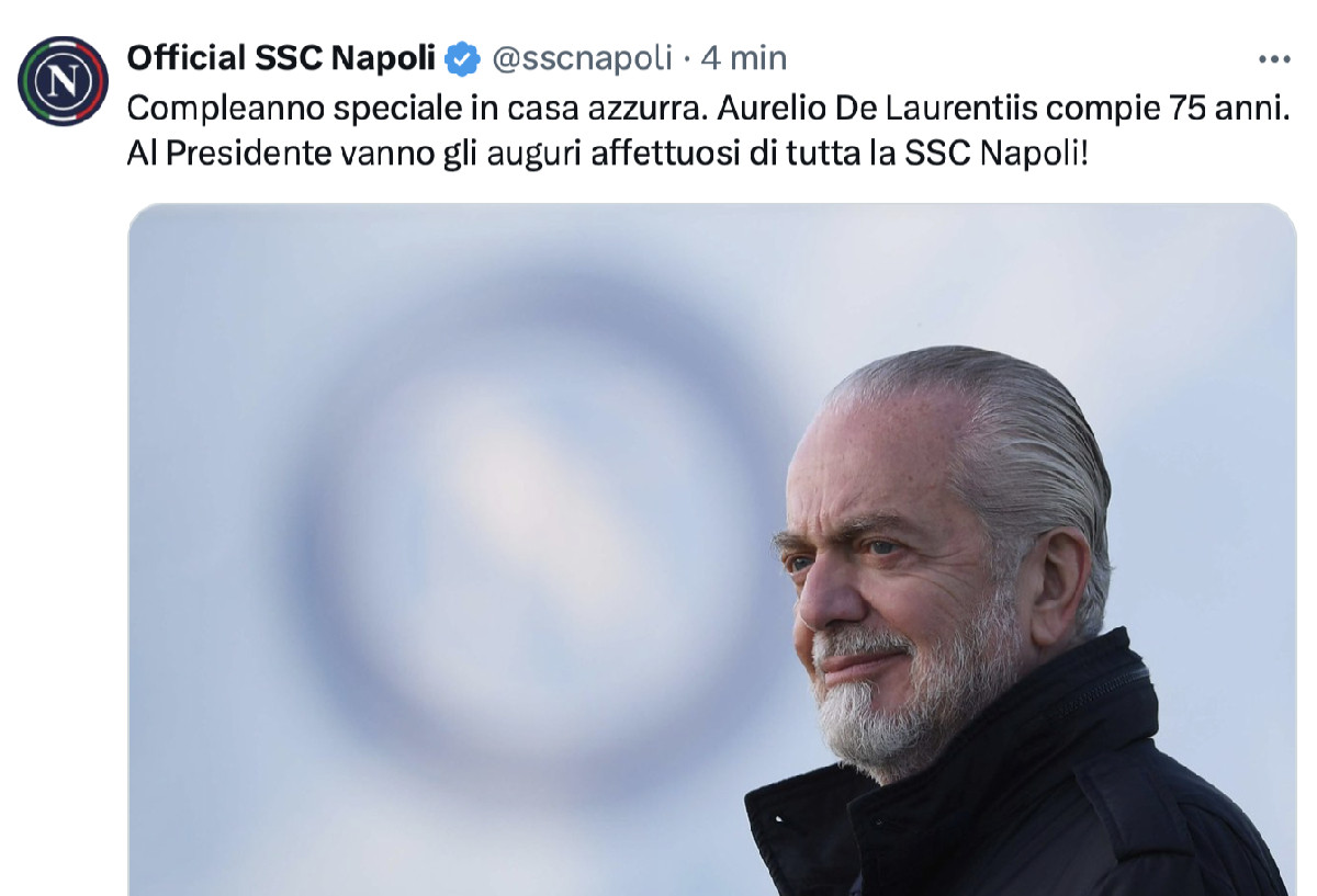 Oggi è il compleanno del presidente De Laurentiis! Gli auguri della SSC Napoli | FOTO