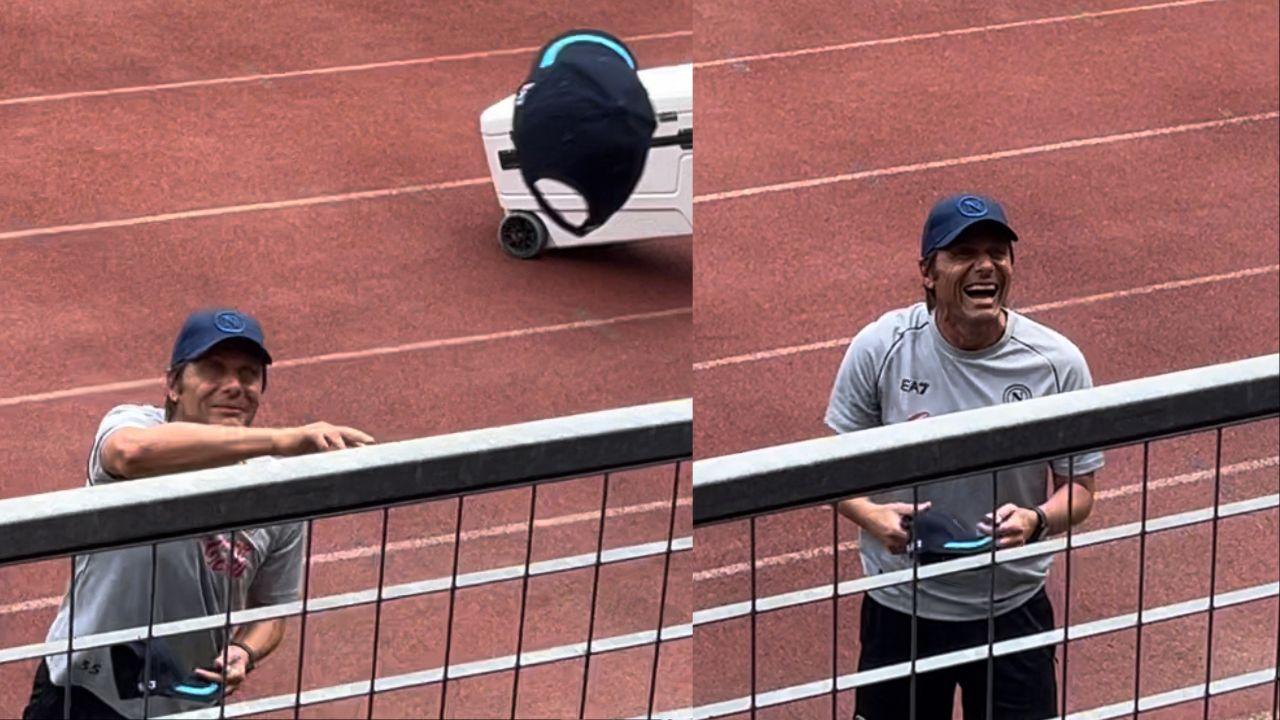 Conte e Oriali fanno impazzire i tifosi: autografi e lancio di cappellini in tribuna