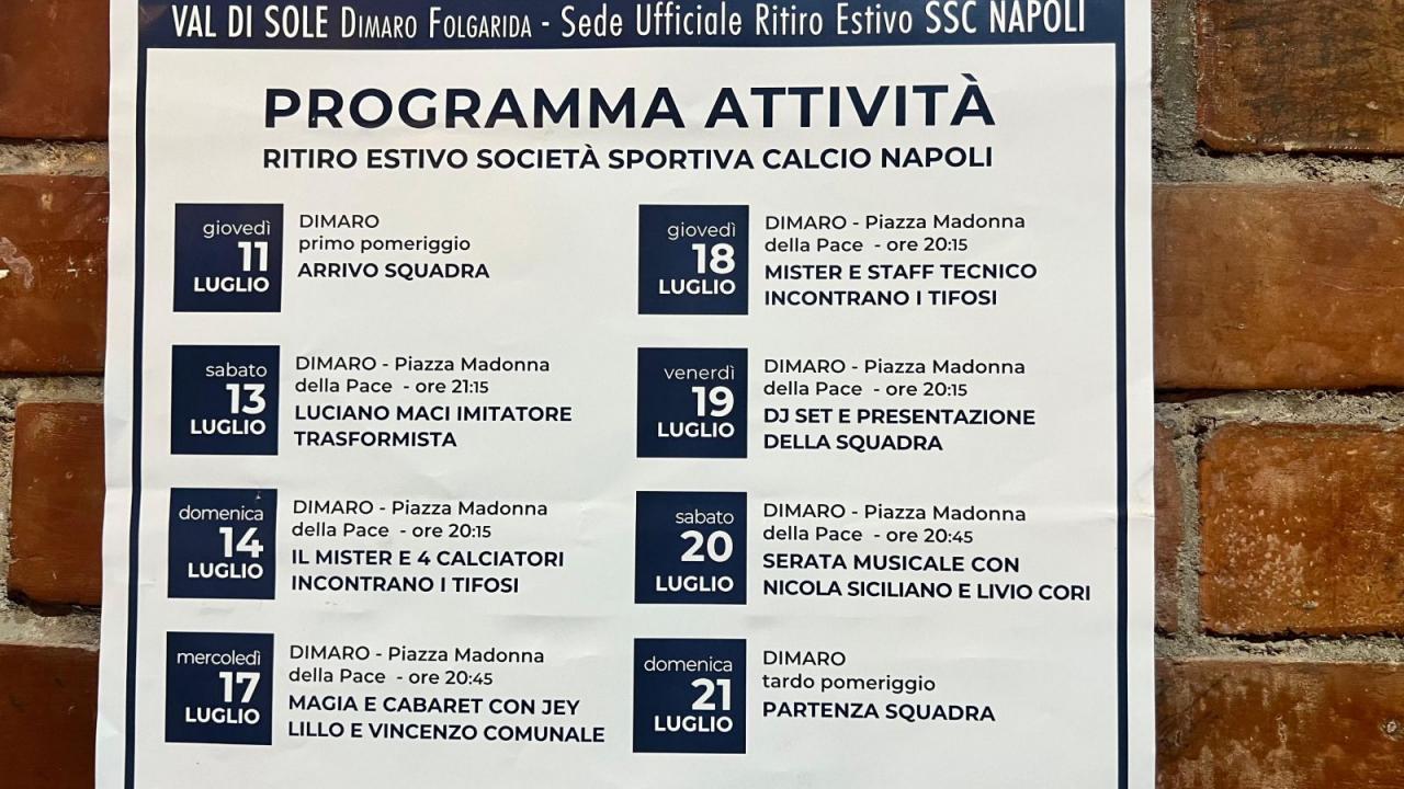 Ritiro Napoli a Dimaro, il programma dei prossimi giorni: svelati comici e cantanti | FOTO