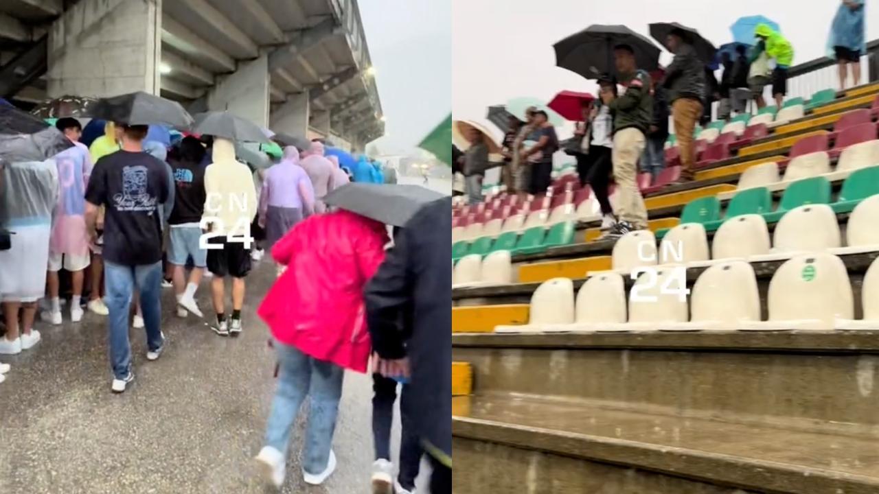 Fortissimo temporale durante Napoli-Girona: i tifosi "scappano" e si riparano così | VIDEO CN24