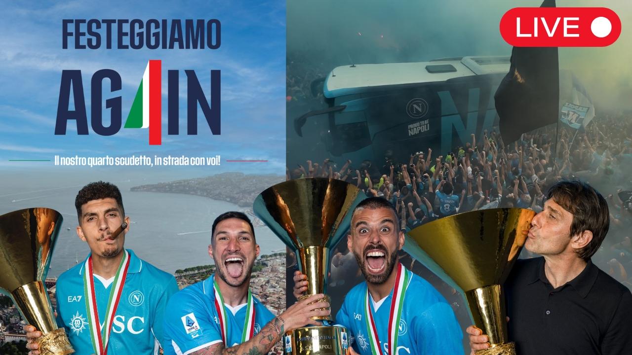 Festa Scudetto Napoli, la parata coi bus scoperti in diretta video su CalcioNapoli24 TV: live dalle 12!