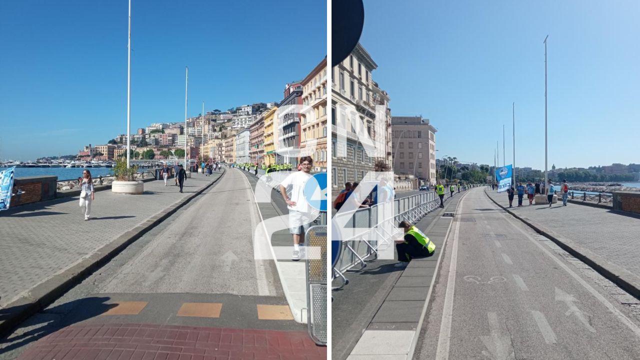 Lungomare blindato per il passaggio dei pullman scoperti del Napoli: la situazione live | FOTO