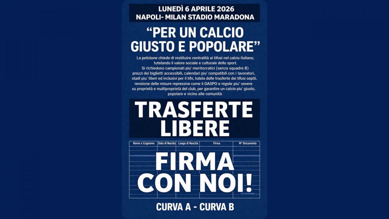 Ultras Napoli, volantino Curva A e Curva B: "Petizione per riportare i tifosi al centro, trasferte libere" | FOTO