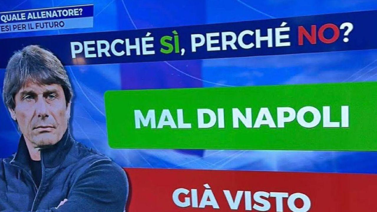 "Mal di Napoli", &egrave; polemica per la grafica Mediaset sul Conte | FOTO