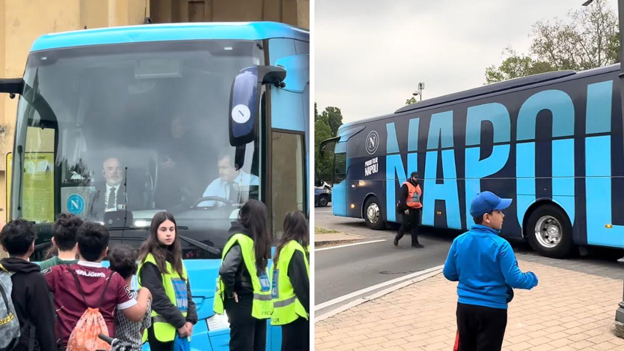 Il Napoli lascia Parma: squadra via in bus dopo il pareggio al Tardini | VIDEO