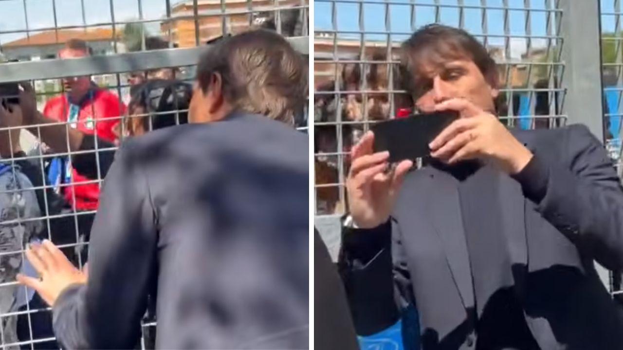 Pisa-Napoli 0-3, Antonio Conte festeggia con i tifosi a fine partita | VIDEO