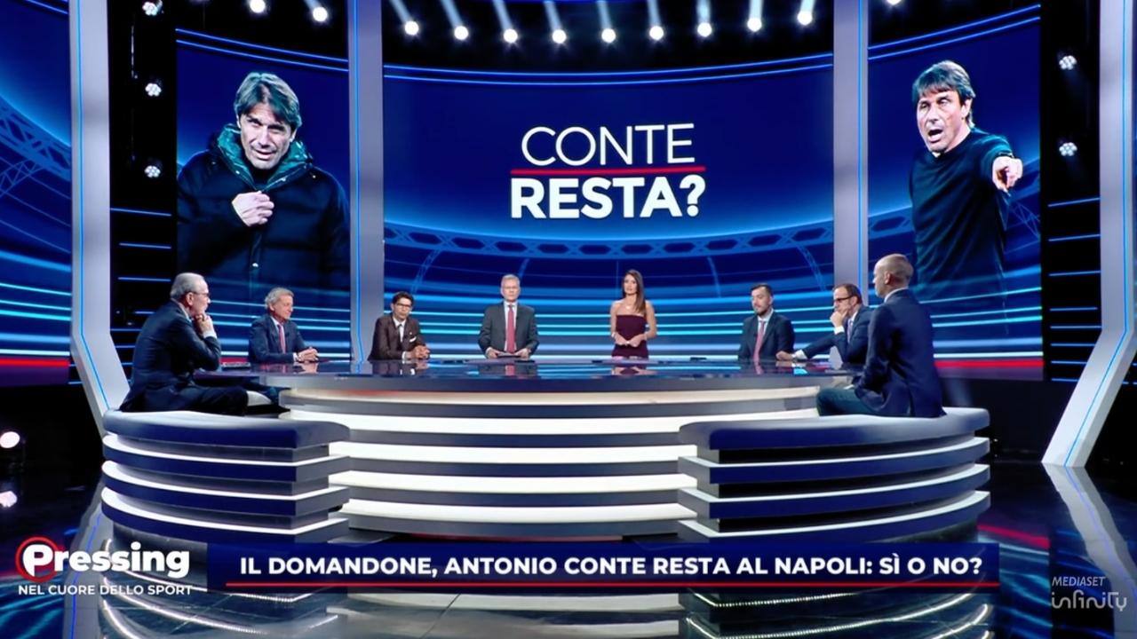 "Conte resta al Napoli?", i pareri a Pressing: "Non sembra felice", "Occhio a Sarri"