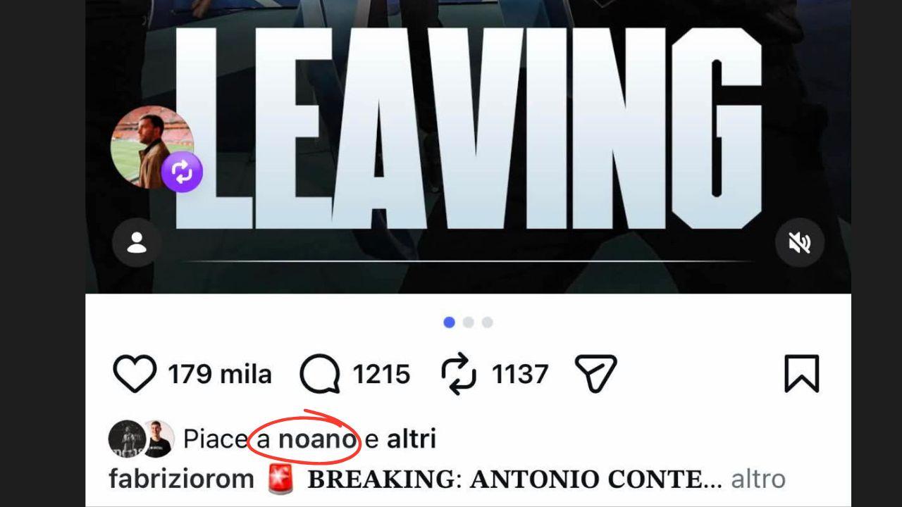&ldquo;Conte va via", like di Noa Lang all'annuncio di Fabrizio Romano | FOTO