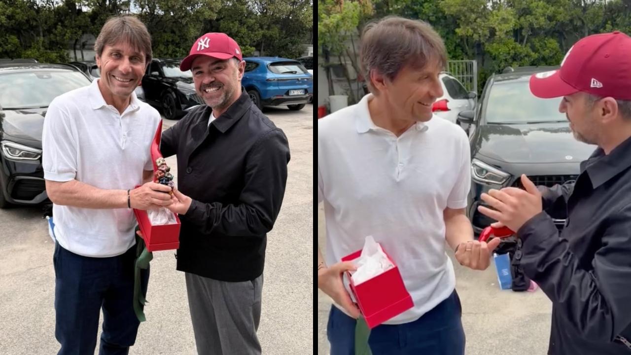 Conte riceve il corno portafortuna da Di Virgilio e ironizza: "Me lo dovevi portare prima!" | VIDEO