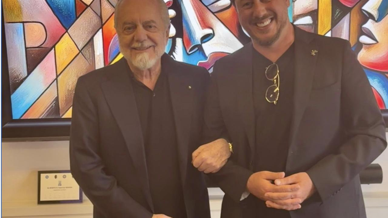 De Laurentiis ospite di Tommaso Mazzanti dell'Antico Vinaio: "Grazie Presidente per le parole di stima" | FOTO