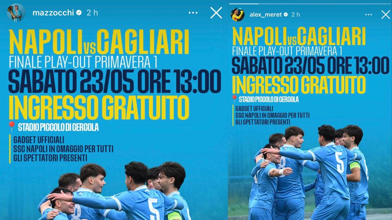 Playout Primavera Napoli: arriva il sostegno di Mazzocchi-Meret agli azzurrini | FOTO