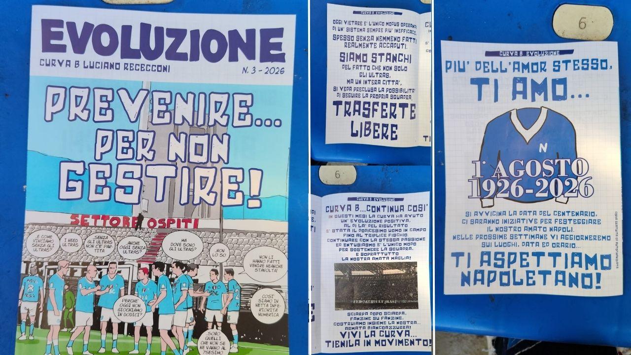 Volantino Curva B prima di Napoli-Udinese: messaggio importante | FOTO