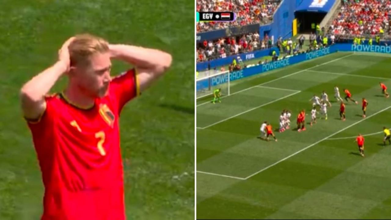Belgio-Egitto, che occasione per De Bruyne: sfiora il gol al Mondiale, colpisce il palo! | VIDEO