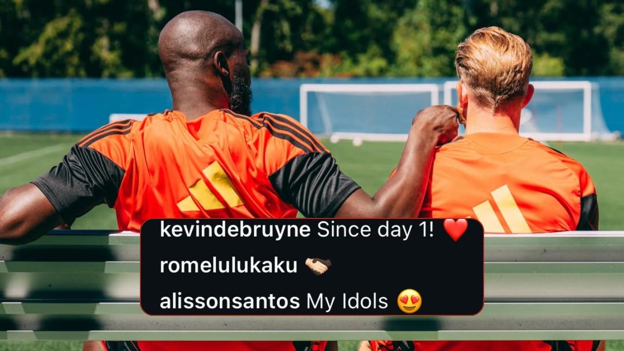 De Bruyne, messaggio d'affetto a Lukaku: "Dal primo giorno!", e Alisson Santos: "I miei idoli" | FOTO