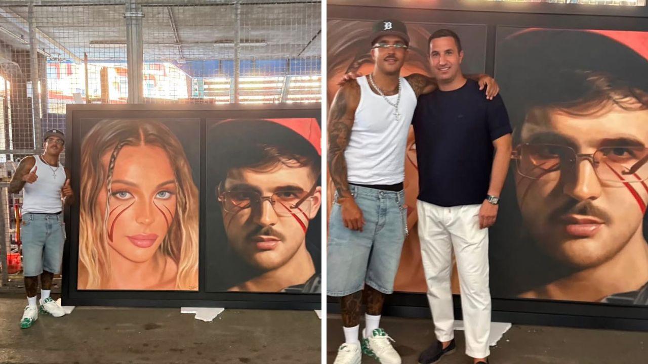 Regalo speciale per Geolier: ritratto di Jorit per Emanuele e la sua fidanzata Chiara Frattesi | FOTO