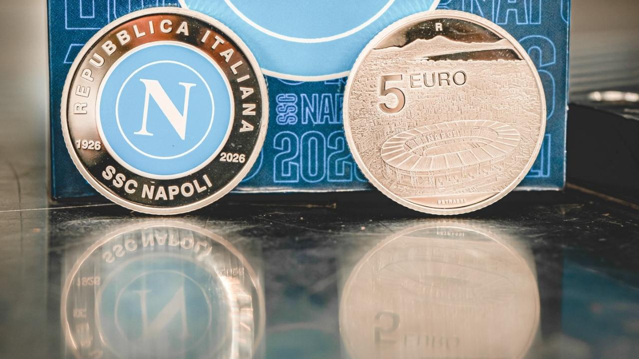 Centenario SSC Napoli, ecco la moneta celebrativa da 5 euro della Zecca di Stato! | FOTO