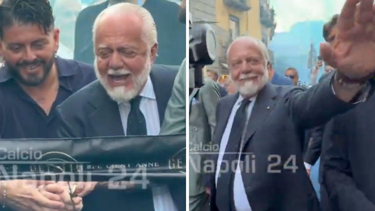 De Laurentiis show alla festa del centenario: taglio del nastro ed ovazione incredibile | VIDEO