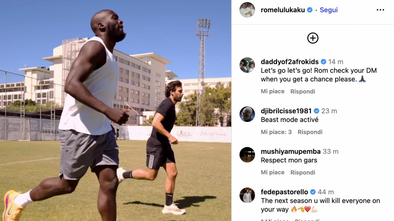 Lukaku si allena anche in vacanza: l'agente Pastorello lo carica con un commento social | FOTO