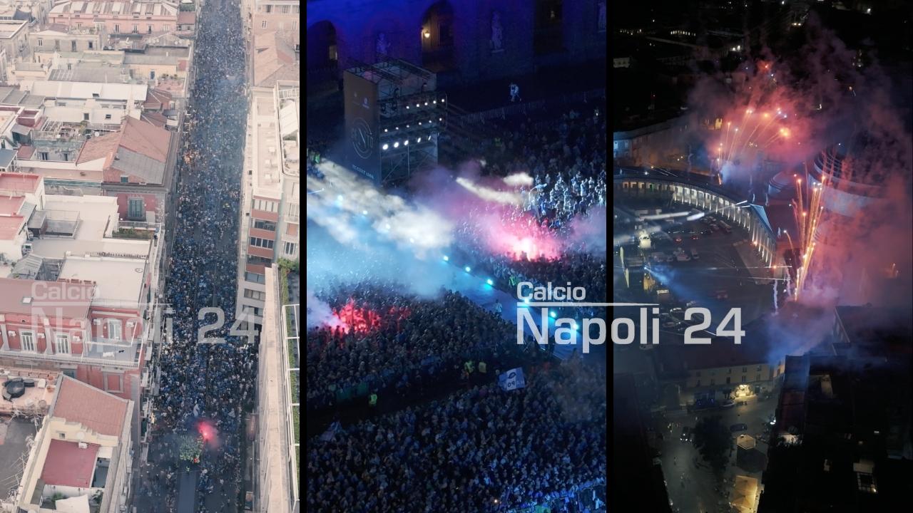 Centenario SSC Napoli: la "Processione Azzurra" e i fuochi di Piazza Plebiscito dal drone! | VIDEO CN24
