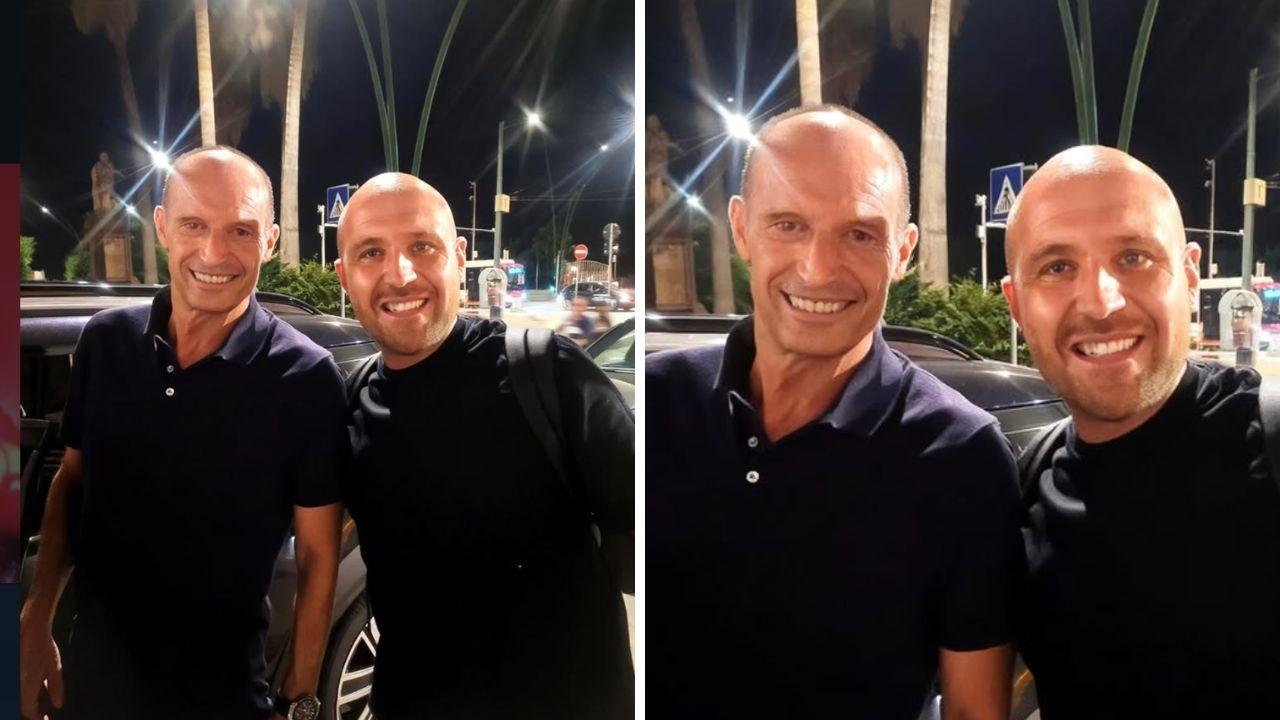 Serata in città per Max Allegri: l'allenatore del Napoli in pieno centro con il ds Manna | FOTO