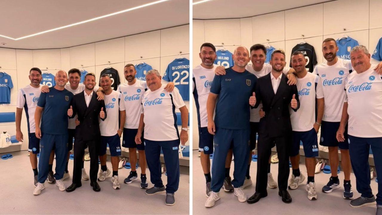 Mertens torna nello spogliatoio del Napoli: lo scatto con lo staff azzurro | FOTO