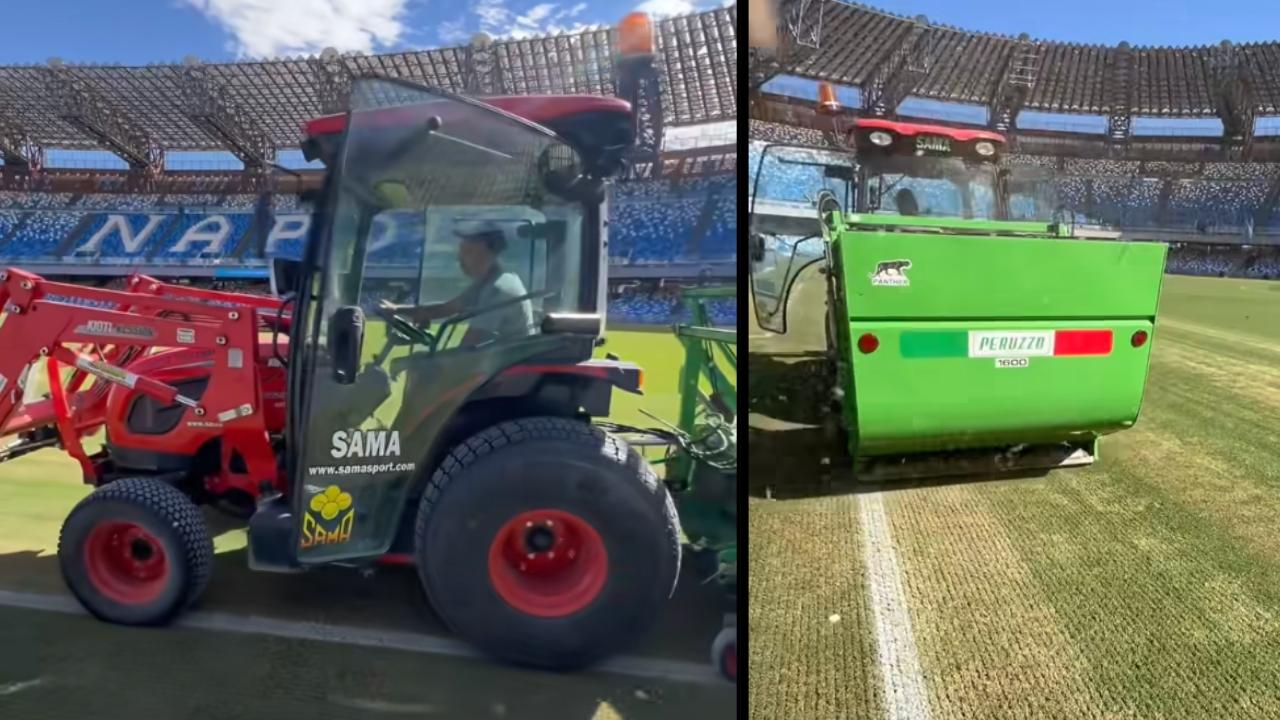 Nuovo look al campo del Maradona: trasemina approfittando della lunga sosta | VIDEO