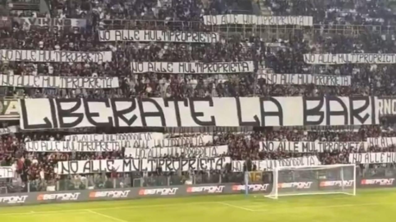 "Libera il Bari, qui non è Napoli": ultras Bari e Salernitana contestano la famiglia De Laurentiis | VIDEO