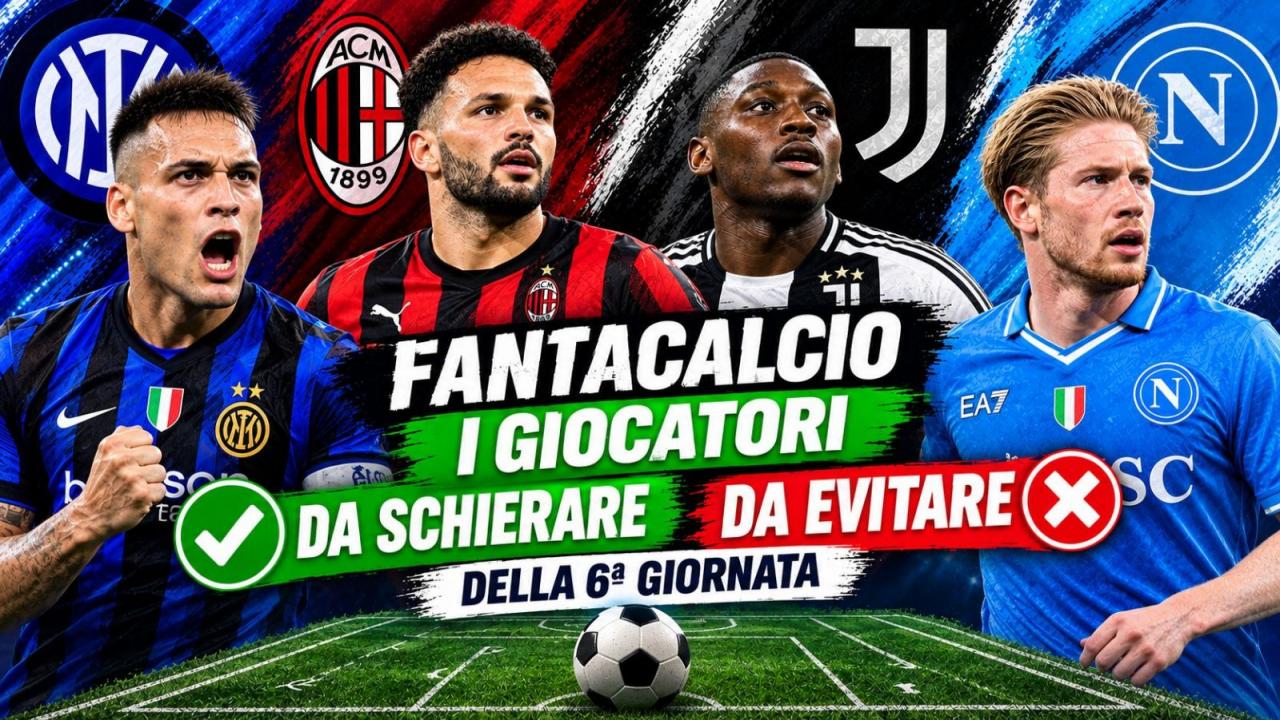 Fantacalcio, i giocatori da schierare e da evitare della 6a Giornata