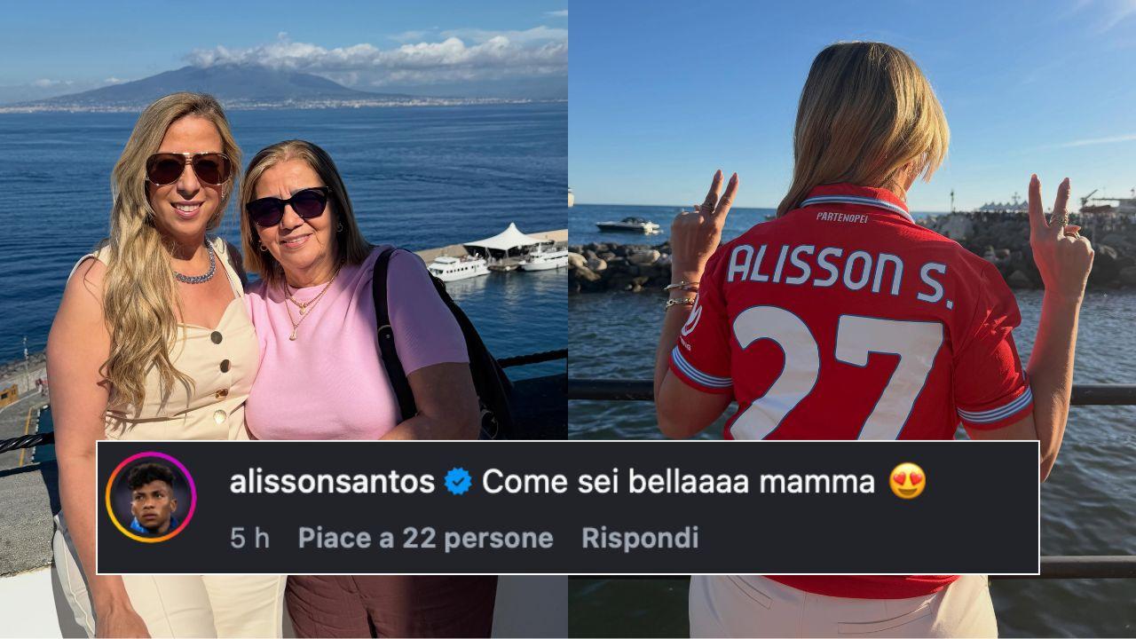 Mamma e nonna Alisson Santos a Napoli! Regalo e commento in italiano | FOTO