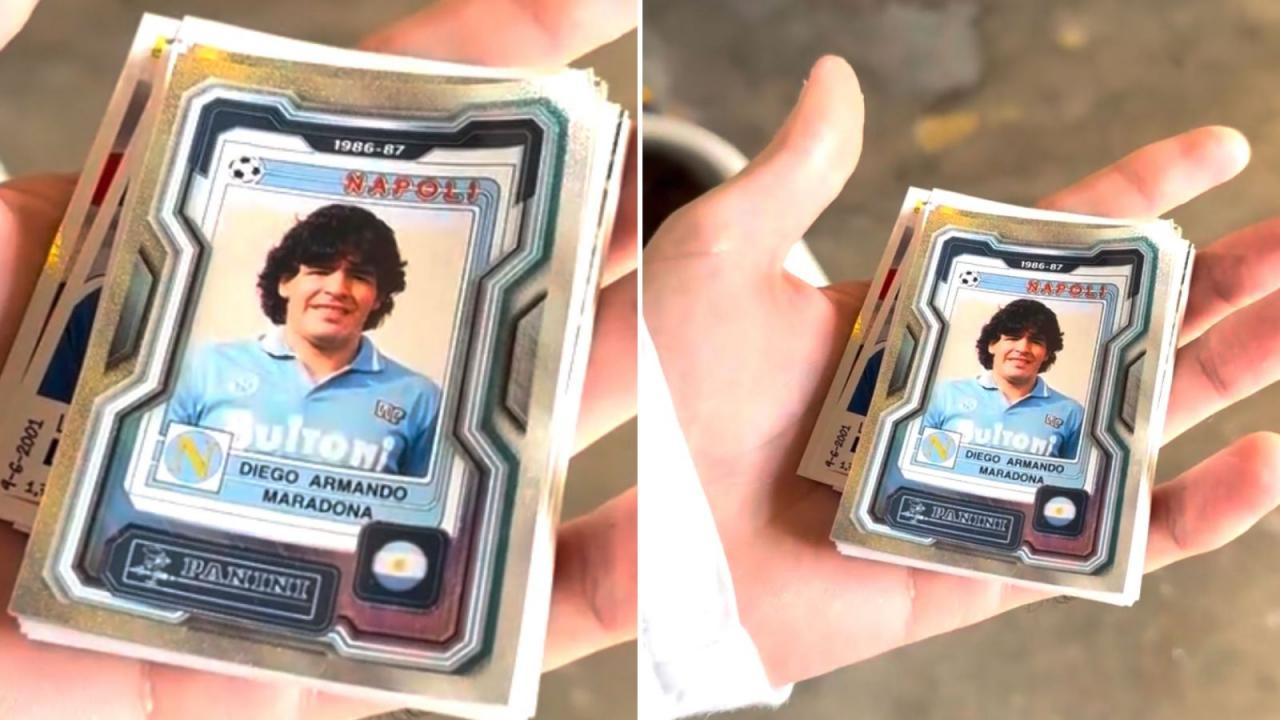 Maradona torna nell'album Panini: una figurina speciale per la leggenda del Napoli | FOTO