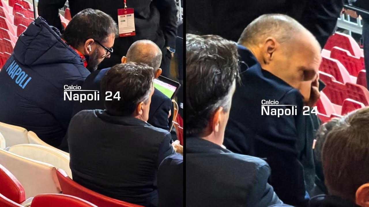 Monza-Napoli, Allegri in tribuna: guardate cosa ha fatto all'intervallo | FOTO CN24