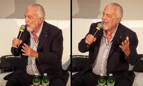 De Laurentiis: Abbiamo incassato mezzo milione con le nuove maglie, stadio nuovo in 3 anni. Ho incontrato la Meloni per cambiare il calcio italiano, in due anni rischiamo il fallimento. Diedi 500 milioni a Maradona! Su centro sportivo... | VIDEO
