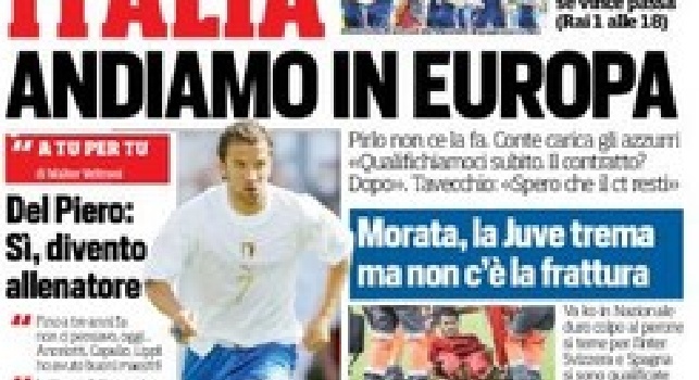 FOTO - La prima pagina del Corriere dello Sport: Il Napoli cerca il record: vuole segnare 105 gol