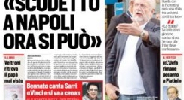 FOTO - Il Corriere dello Sport titola: “De Laurentiis lancia la sfida a tutti: scudetto a Napoli ora si può”