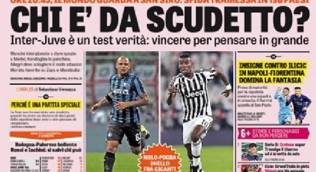 FOTO - La prima pagina della Gazzetta dello Sport: Insigne contro Ilicic, in Napoli-Fiorentina domina la fantasia