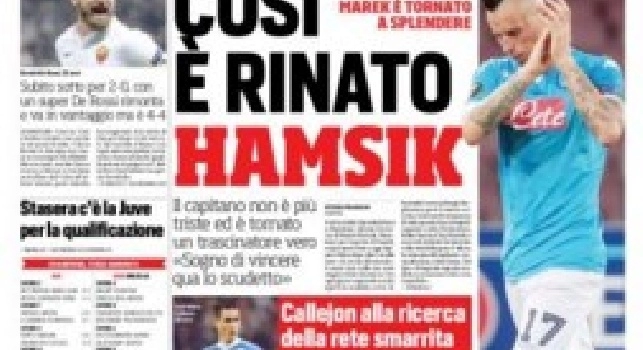 FOTO - La prima pagina del Corriere dello Sport titola: “Così è rinato Hamsik”