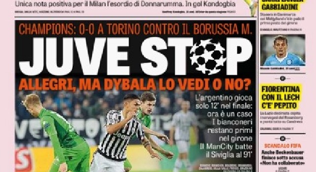 FOTO - La prima pagina della Gazzetta dello Sport: Nel Napoli Sarri lancia Gabbiadini