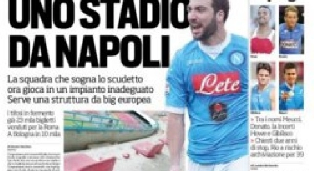 FOTO - La prima pagina del Corriere dello Sport: Napoli merita uno stadio da Napoli