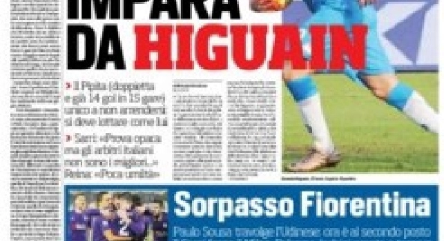 FOTO - La prima pagina del Corriere dello Sport titola: Napoli impara da Higuain