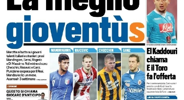 FOTO - La prima pagina di TuttoSport: El Kaddouri chiama, il Toro fa l'offerta