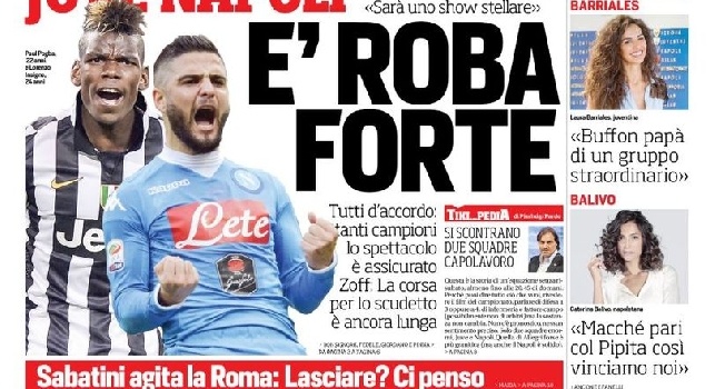 FOTO - La prima pagina del Corriere dello Sport: Juve-Napoli è roba forte!