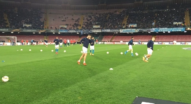 FOTO - Napoli-Villareal, azzurri in campo per il riscaldamento
