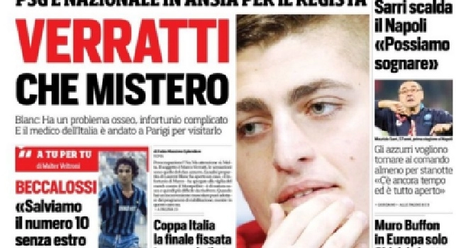 FOTO - La prima pagina del 'Corriere dello Sport': Sarri scalda il Napoli